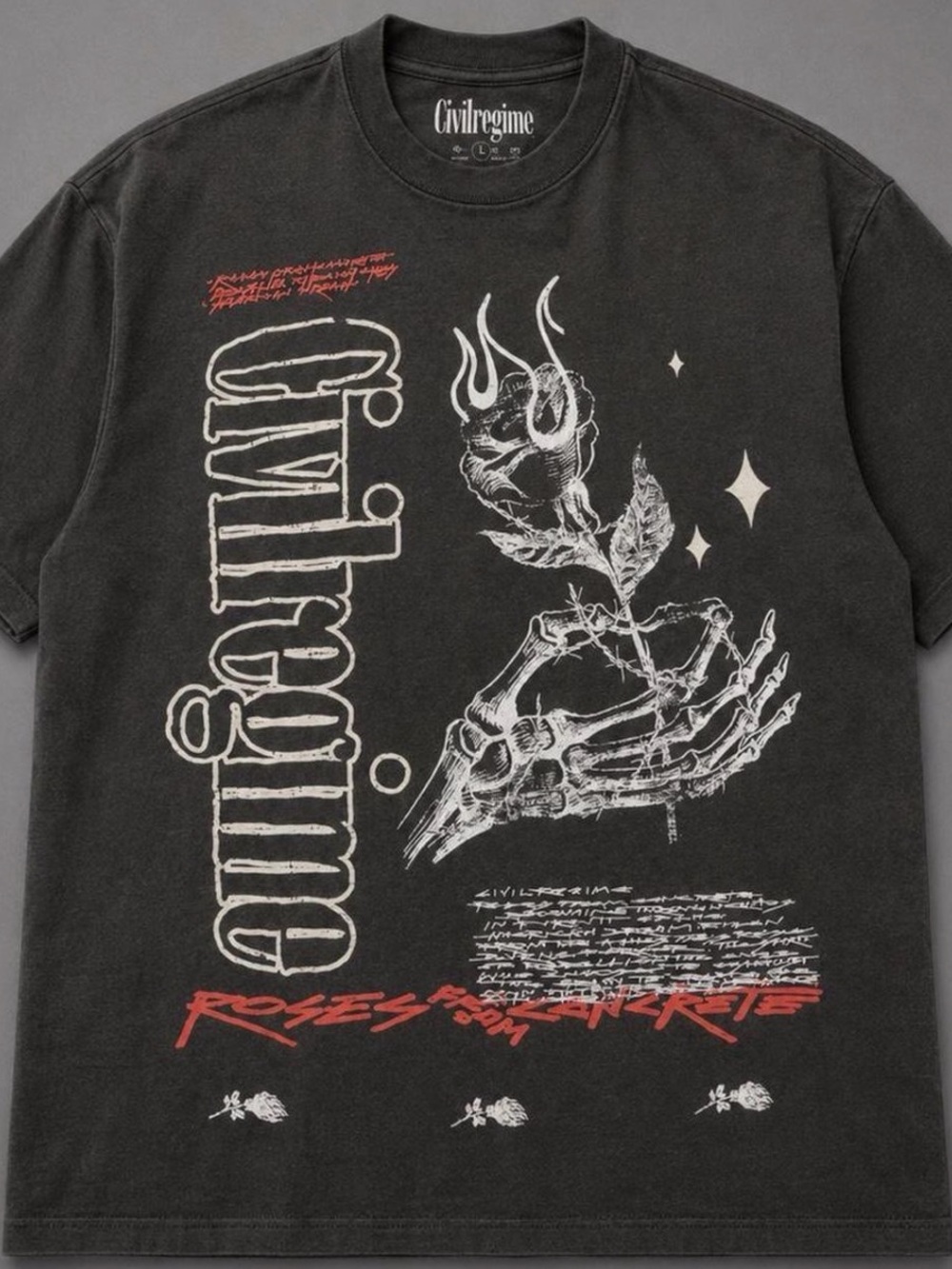 Civil Regime Black Graphic Tee - Roses From Concrete